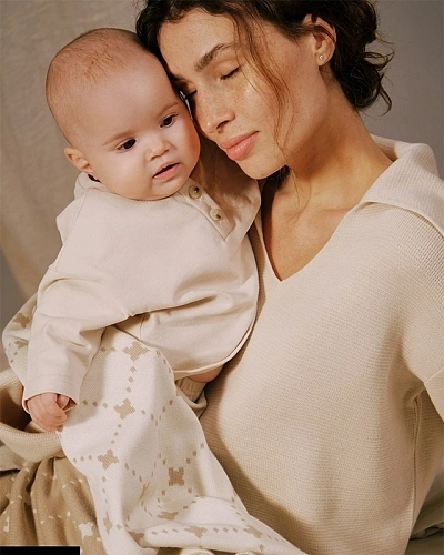 Плед детский Loomknits бежевый ромбик LW24