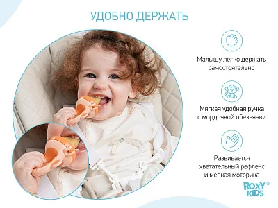 Ниблер Roxy Kids для прикорма с силиконовой сеточкой Monkey