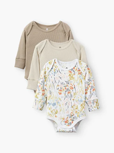 Боди с длинным рукавом детское Happy Baby (набор 3 шт.) flowers