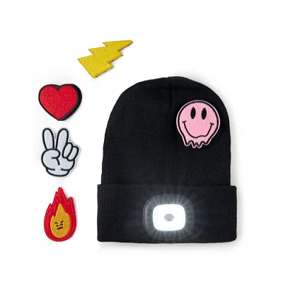 Шапка детская Happy Baby с фонариком (black), 50-56