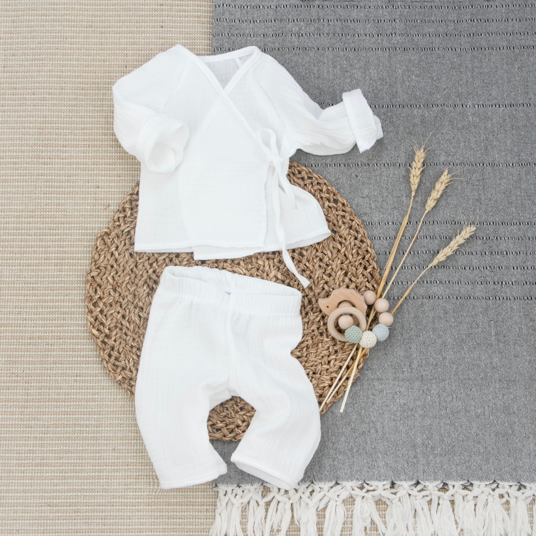 Пижама летняя для новорожденного Швейная Династия "Муслин",молоко,лето 1