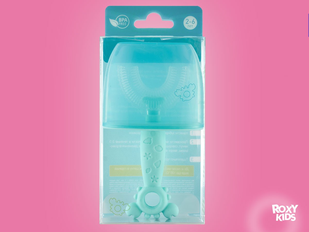 baby_toothbrush_little_crab_blue_af42be7b3b Зубная щетка-массажер для детей Roxy Kids Крабик с футляром 9