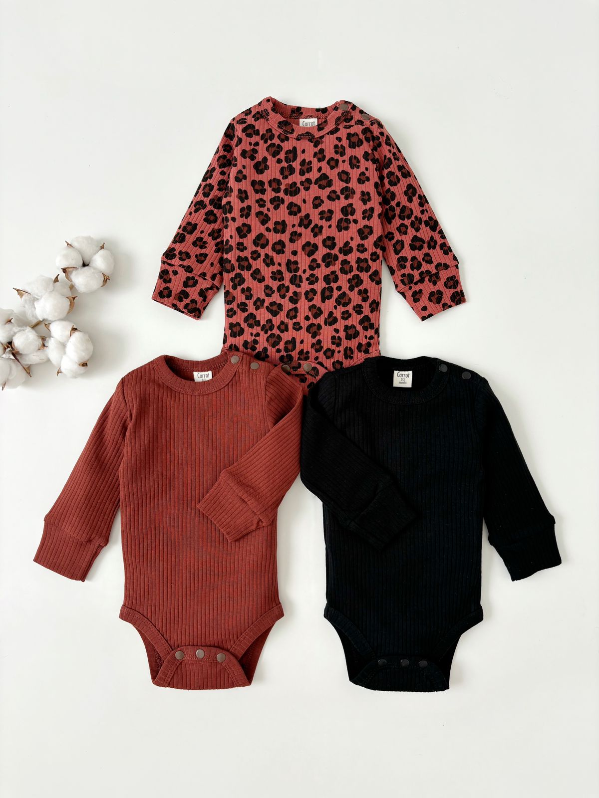 Набор из трех боди I love Carrot "Леопард" (лапша) 1