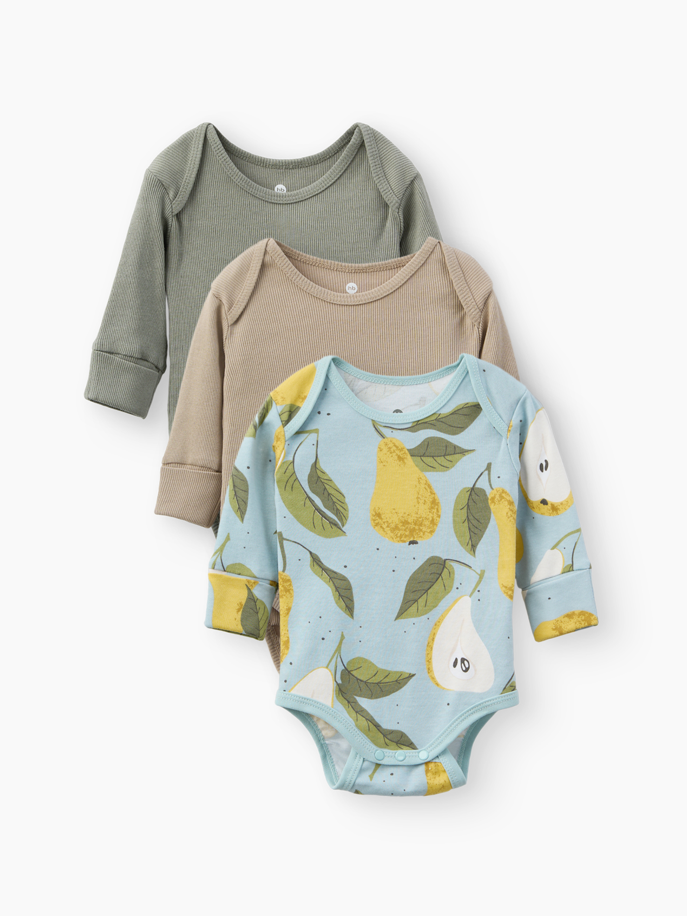 aq7ca6h3wjpo2ne5pjn4glfcsmenbzzp Боди с длинным рукавом детское Happy Baby (набор 3 шт.) pear 6