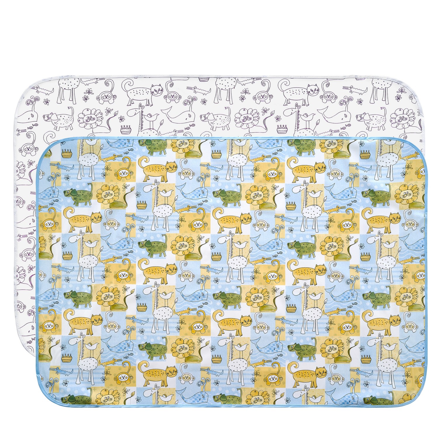 oilcloth_zoo_blueyellow-white-2-pcs_bf05c2b2df Клеёнка-наматрасник Roxy Kids с резинками-держателями ZOO 70*100 см, 2 шт 1