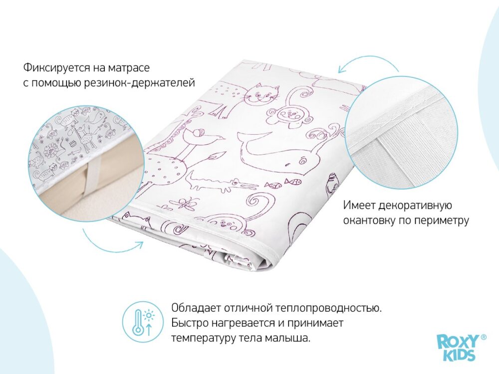 Клеёнка-наматрасник Roxy Kids с резинками-держателями ZOO 70*100 см, 2 шт 3