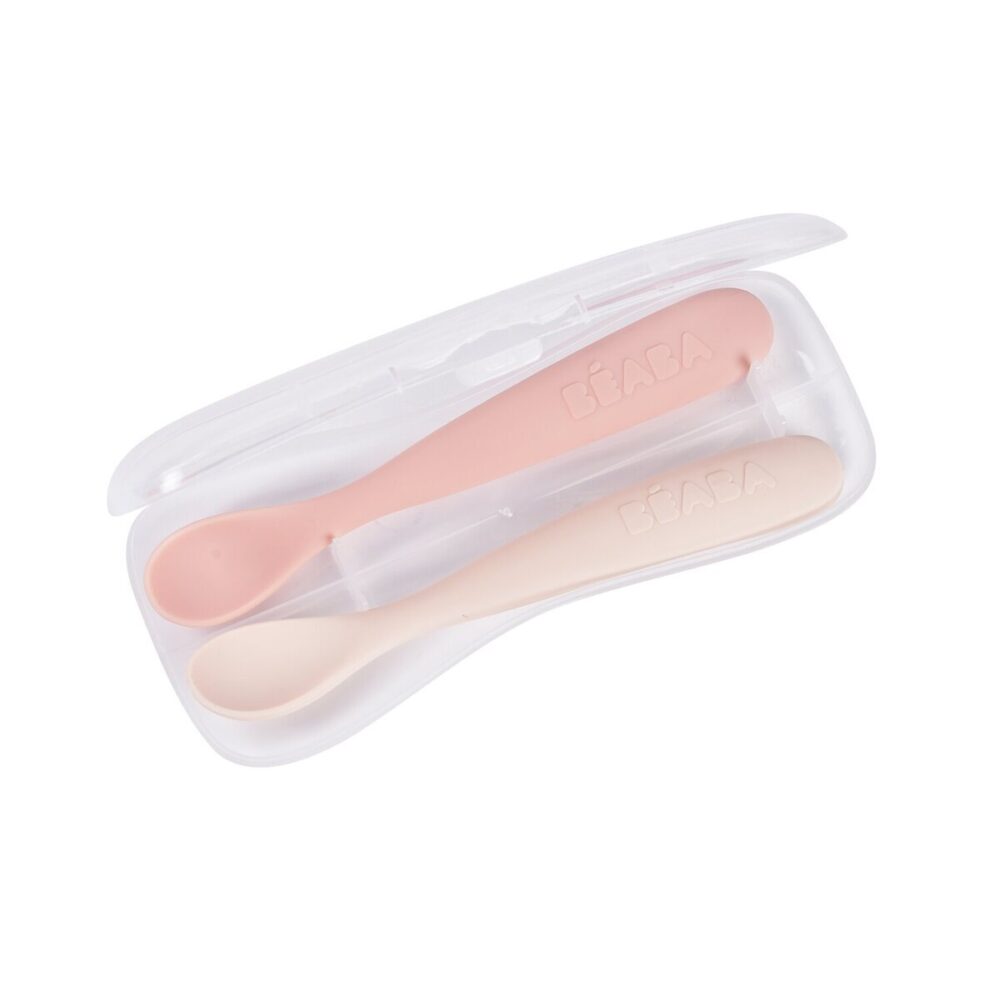 Набор из двух силиконовых ложек Beaba 4М+ с боксом для хранения SET OF 2 1ST AGE SILIC SPOONS +B BAR 2