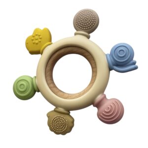 Прорезыватель Roxy Kids силиконовый с кольцом из бука “Штурвал”