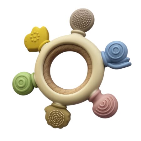 Прорезыватель Roxy Kids силиконовый с кольцом из бука “Штурвал”