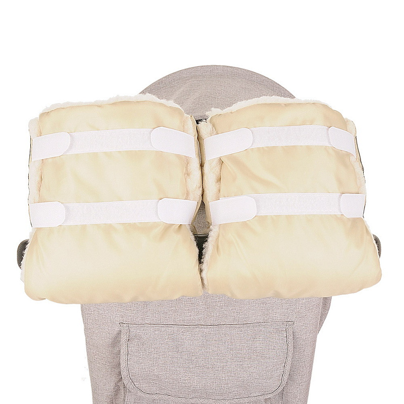 Муфты-варежки BAMBOLA на липучках шерстяной мех+плащевка (Лайт) Бежевые 3 Муфты-варежки BAMBOLA на липучках шерстяной мех+плащевка (Лайт) Бежевые 2