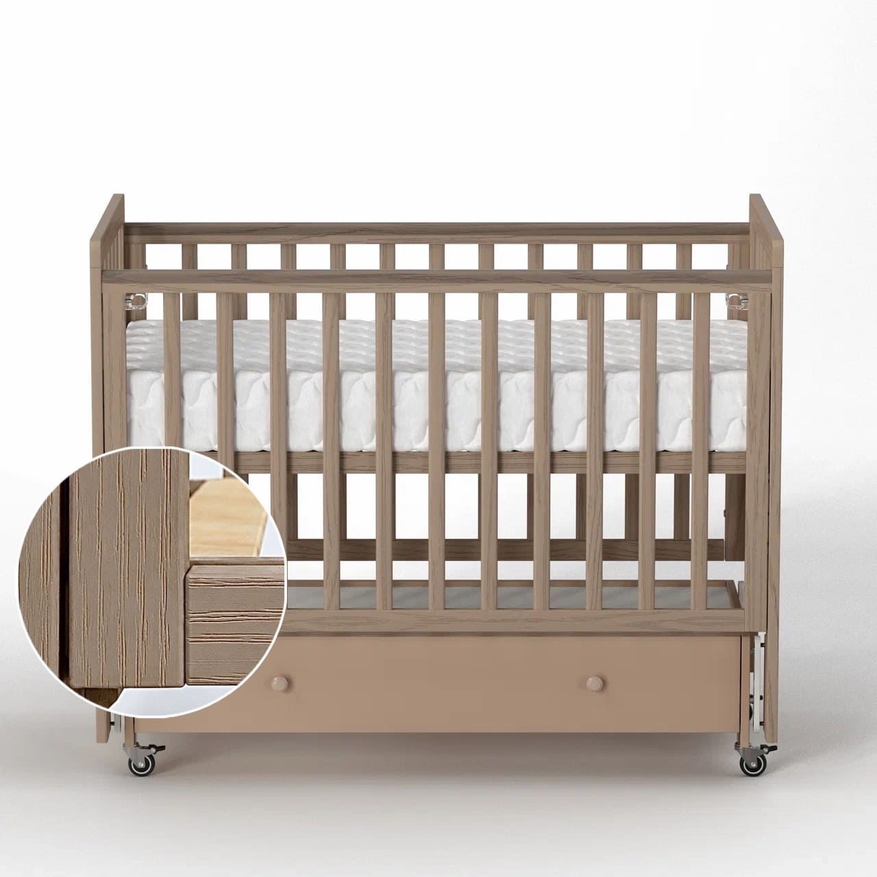 Кроватка Antemi Classic Sleep Premium с маятником и ящиком 12060